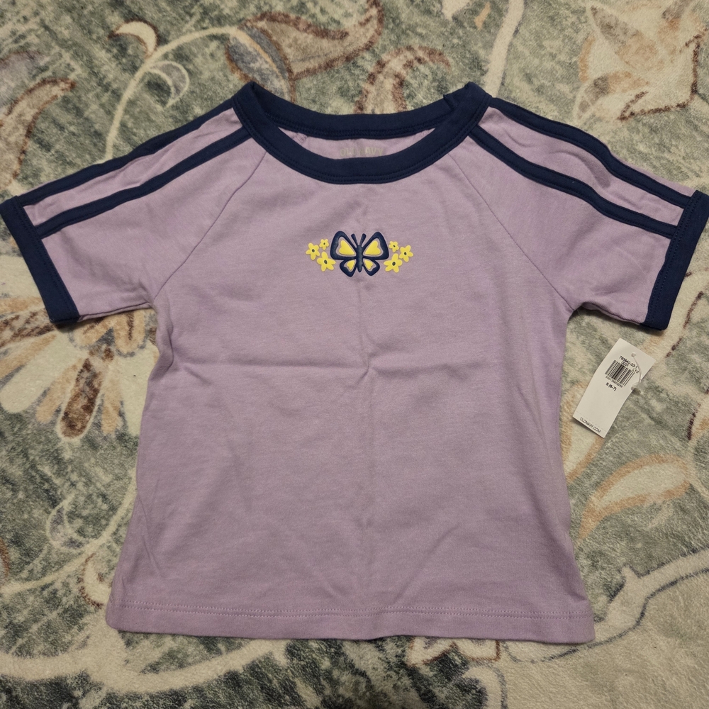 Old Navy Lavender Kids Tee with Navy Trim